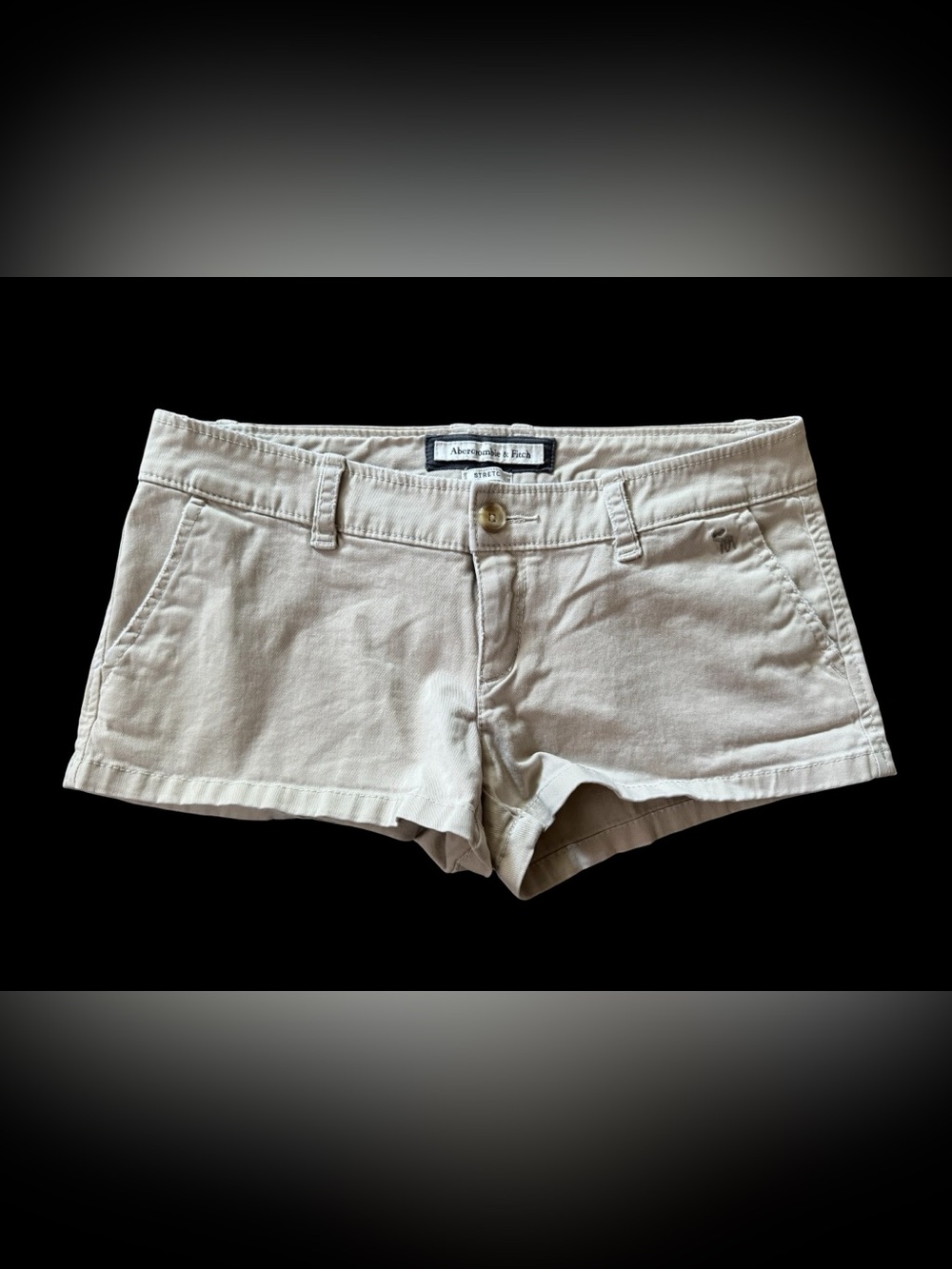 Y2K Abercrombie & Fitch Womens 4 Stretch Low Rise Khaki Short Shorts Preppy